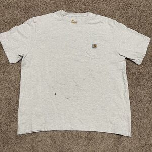 Carhartt Shirt Mens XL Heather White Original Fit Heavyweight Distressed